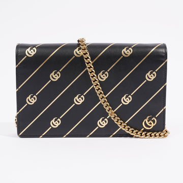 Gucci Wallet On Chain Black / Gold Leather