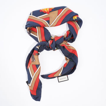 Gucci Flora Chevron Snake Multi Coloured Pattern Silk