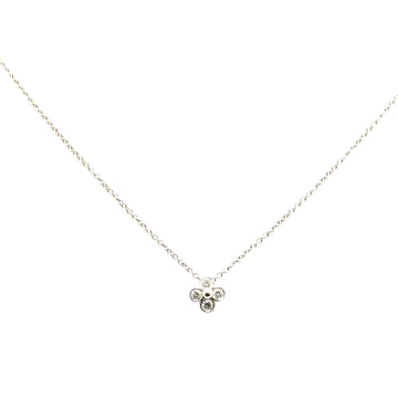 Tiffany Platinum Flower Bezel Diamond Pendant Necklace