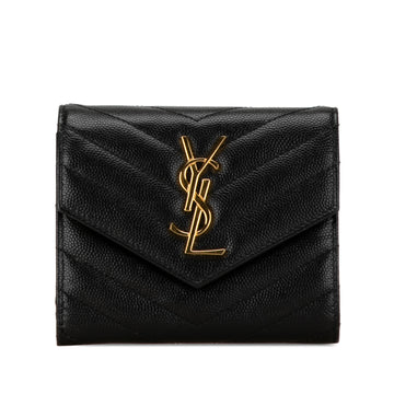 SAINT LAURENT Chevron Monogram Small Wallet Small Wallets