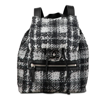 CHANEL CC Nylon Tweed Printed Backpack