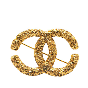 CHANEL Gold Plated CC Brooch Costume Brooch