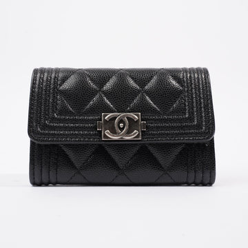 Chanel Tri-fold Boy Small Wallet Black Caviar Leather