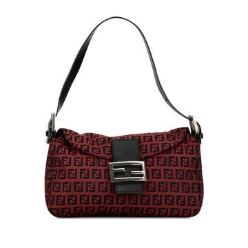 FENDI Zucchino Canvas Double Flap Shoulder Bag