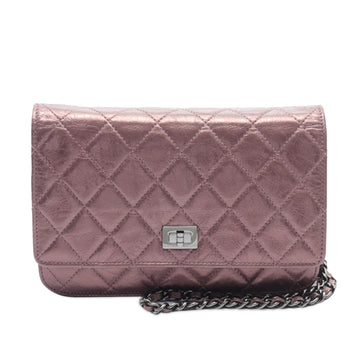 CHANEL Quilted Metallic Aged Calfskin 2.55 Reissue Wallet on Chain Handbag