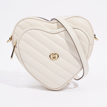 Gucci Interlocking G Mini Heart Cream Matelasse Leather