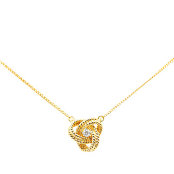 Tiffany 18K Yellow Gold Diamond Knot Twist Pendant Necklace