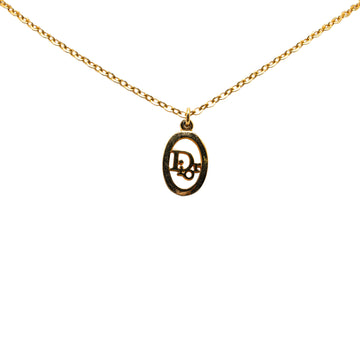 DIOR Gold Plated Logo Pendant Necklace Costume Necklace