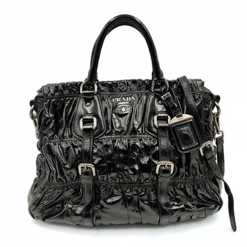 PRADA Shopper shoulder bag in black Gaufre paint