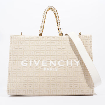 Givenchy G Tote Chain Beige Canvas Medium