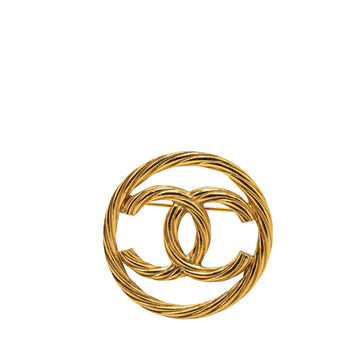 CHANEL Gold Plated CC Brooch Costume Brooch