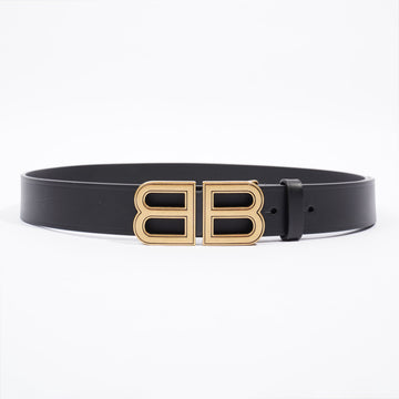 Balenciaga BB Hourglass Belt Black Calfskin Leather 80cm