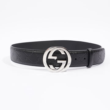 Gucci GG Interlocking Belt Black / Silver Leather 80cm 32