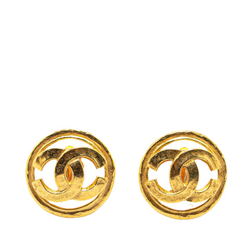 CHANEL Gold Plated CC Clip On Earrings Costume Earrings