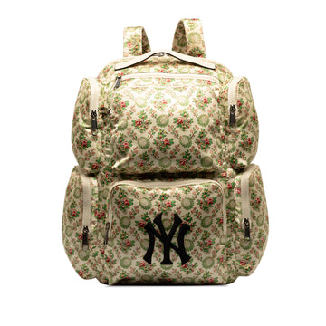 GUCCI MLB Floral Satin NY Yankees Patch Backpack