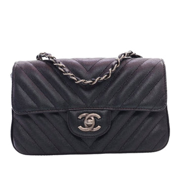 CHANEL Mini Rectangular Chevron Caviar Single Flap Crossbody Bag