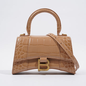 Balenciaga Hourglass Nude Embossed Leather XS