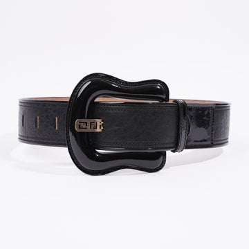 Fendi Wide Giant Buckle Belt Black Leather 85cm 34''