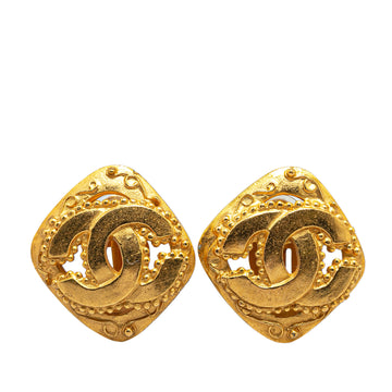 CHANEL Gold Plated CC Clip On Earrings Costume Earrings