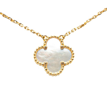 Van Cleef and Arpels 18K Mother of Pearl Alhambra Pendant Necklace