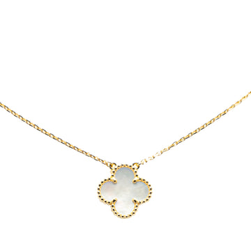 Van Cleef and Arpels 18K Yellow Gold Mother of Pearl Alhambra Pendant Necklace