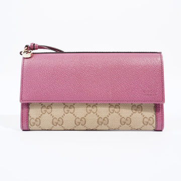 Gucci Long Wallet GG Supreme / Pink Coated Canvas
