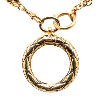 CHANEL Gold Plated Double Chain Loupe Magnifying Glass Pendant Necklace Costume Necklace