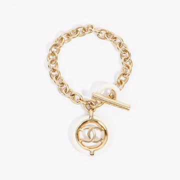 Chanel Chain Bracelet Gold / Cream Base Metal 18cm