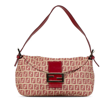 FENDI Zucchino Canvas Double Flap Shoulder Bag