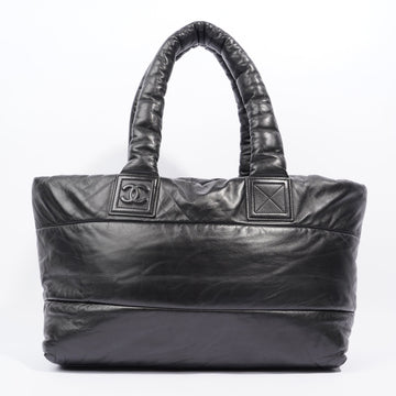 Chanel Coco Cocoon Zipped Tote Black Lambskin Leather