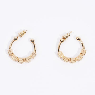 Fendi Logo Hoop Earrings Gold Base Metal