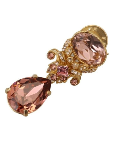 Dolce & Gabbana Women's Gold Tone Brass Crystal Jewelry Dangling Pin Brooch