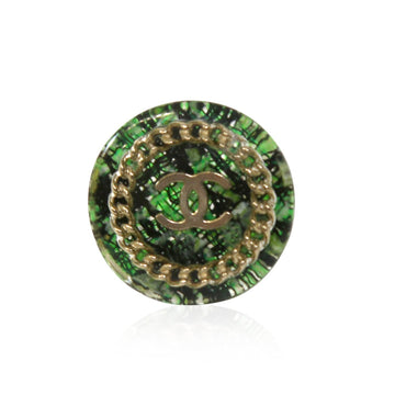 CHANEL Green Tweed Ring