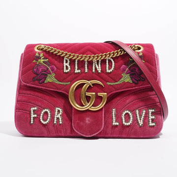 Gucci GG Marmont Blind For Love Pink Embroided Velvet Medium