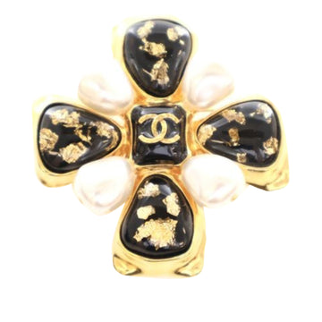 CHANEL Resin and Gold Plated CC Brooch Costume Brooch