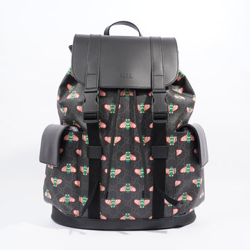 Gucci GG Supreme Bee Backpack Black / Red And Green Bee Print Coated Canvas