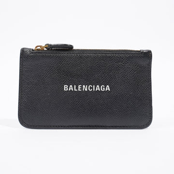 Balenciaga Cash Zip Card Case Black Leather
