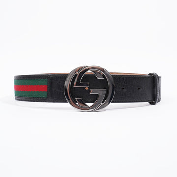 Gucci Gucci Stripe Belt Black / Green / Red Leather 75cm 30