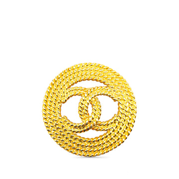 CHANEL Gold Plated CC Brooch Costume Brooch