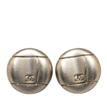 CHANEL Silver CC Stud Earrings Costume Earrings