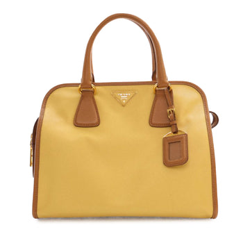 PRADA Bicolor Saffiano Leather Top Handle Handbag