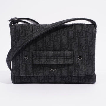 Christian Dior Oblique Flap Black / Grey Canvas