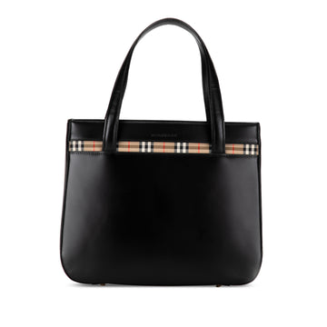 BURBERRY House Check Trimmed Leather Handbag