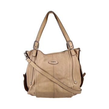 TOD'S Leather G-Line Easy Sacca Grande Tote Beige