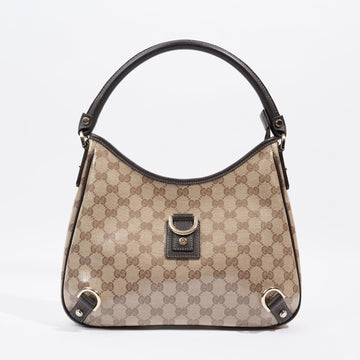 Gucci Abbey D Ring Shoulder Bag Supreme Print / Brown Canvas