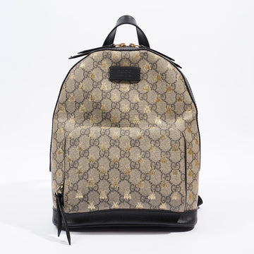 Gucci Bees Backpack Supreme Print / Gold / Black Canvas Small