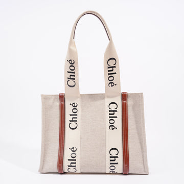 Chloe Woody Tote Beige / Brown / White Medium