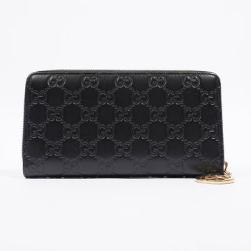 Gucci GG Embossed Zip Around Wallet Black Leather
