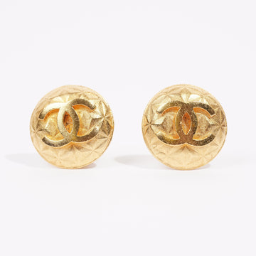 Chanel Round Logo Earrings Gold Gold Plated