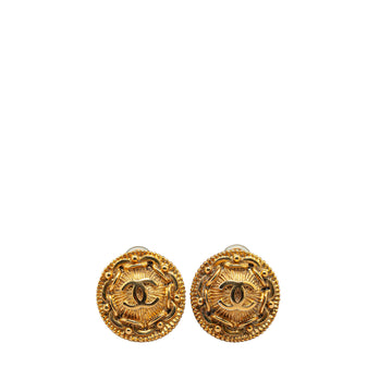 CHANEL Gold Plated CC Clip On Earrings Costume Earrings